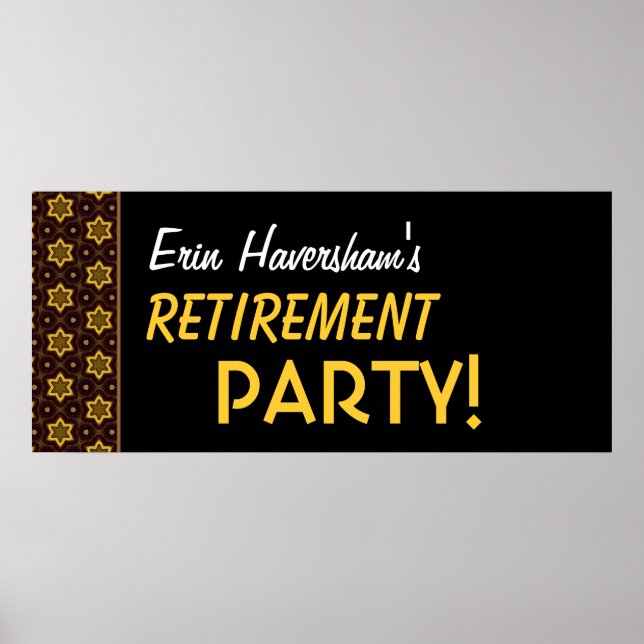 Party-Banner Individuelle Name Gold Black Poster (Vorne)