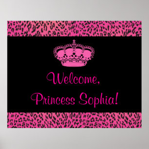 Party-Banner mit rosafarbenem Leopard Poster