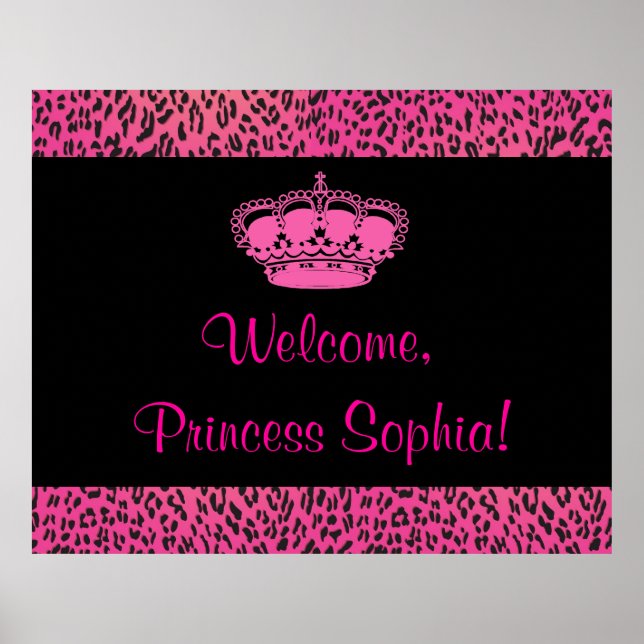 Party-Banner mit rosafarbenem Leopard Poster (Vorne)