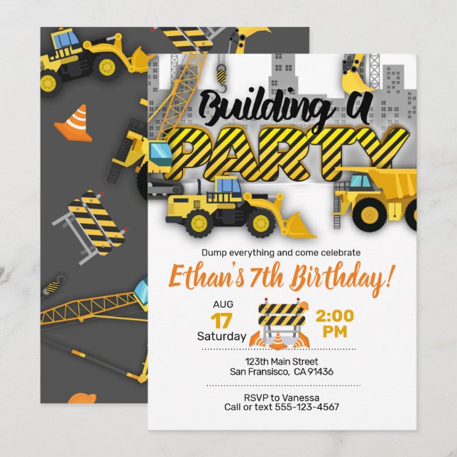 Party, Baueinladung Einladung (Vorne/Hinten)