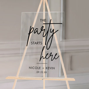 Party beginnt hier bei Hochzeitsempfang Acrylschild