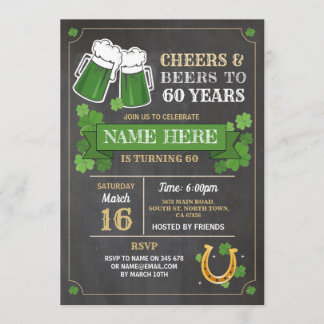 Party Beifall-Bier-Geburtstags-Kreide-St. Patricks Einladung