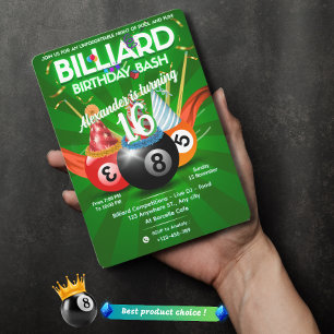 Party Billiard Balls Custom Pool Table Theme Einladung