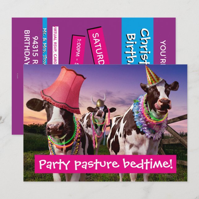 Party 'bis die Kühe kommen Zuhause Einladung (Vorne/Hinten)