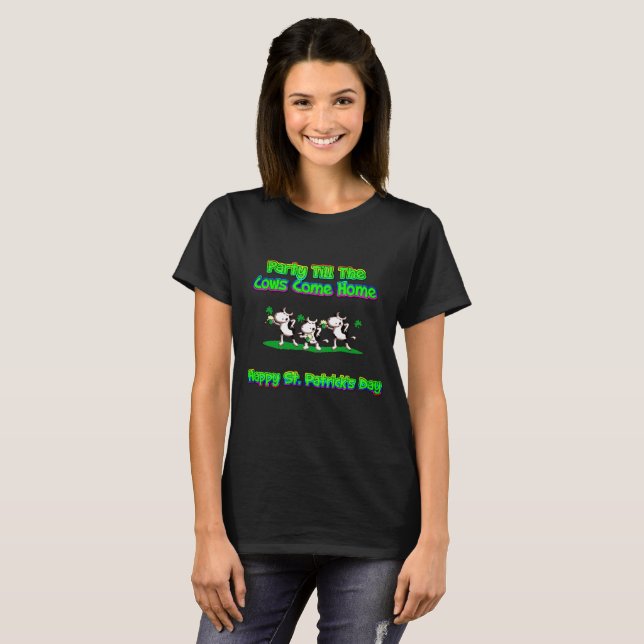 Party bis die Kühe kommen Zuhause (Regenbogen) T-Shirt (Vorne ganz)