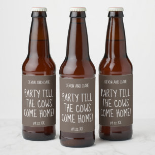 Party bis zum Cows Come Zuhause Beverage Label Kit Bierflaschenetikett