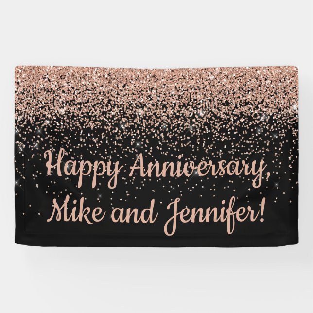 Party Black Rose Gold zum Jubiläum der benutzerdef Banner (Horizontal)