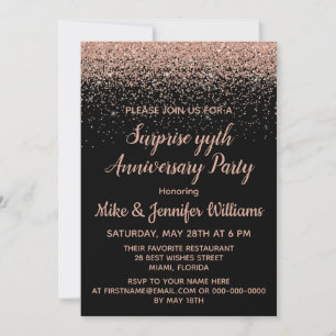 Party Black Rose Gold zum Jubiläum der benutzerdef Einladung
