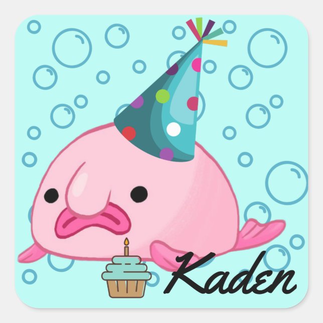 Party Blobfish Personalisiert Quadratischer Aufkleber (Vorderseite)