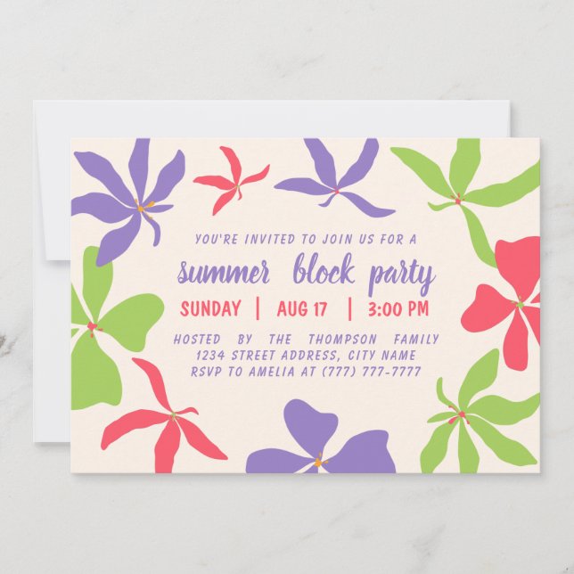  Party blockieren |Sommerliche Party Einladung (Vorderseite)