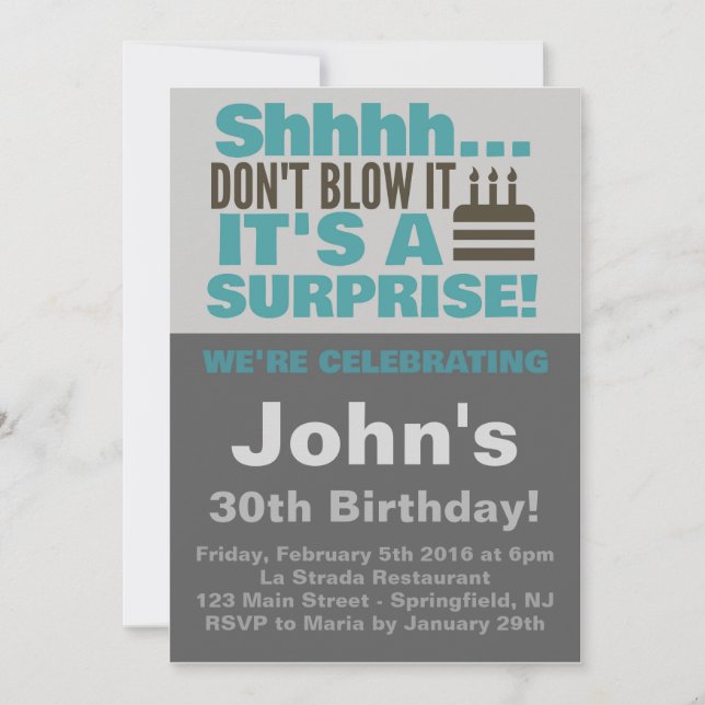 Party Blue Birthday Einladung (Vorderseite)