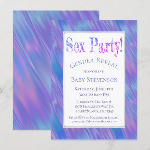 Party Blue Pink Modern Boy or Girl Einladung