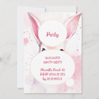 Party Bunny Niedlich Pink Pasta Wasserfarbe Einladung