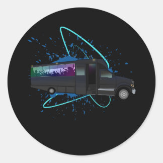 Party Bus Time Neon Nightlife Fun Celebration  Runder Aufkleber