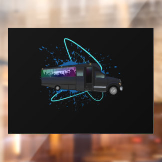 Party Bus Time Neon Nightlife Window Decal Fensteraufkleber