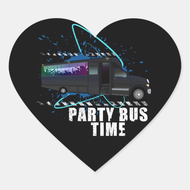 Party-Buszeit Herz-Aufkleber (Vorderseite)