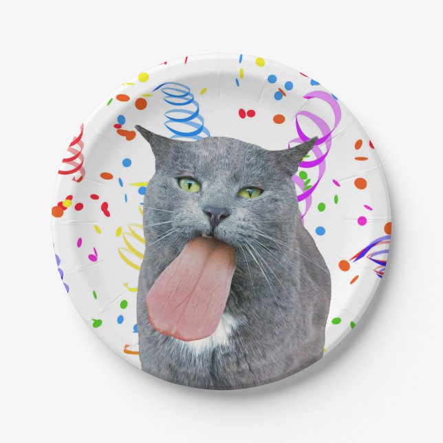 Party Cat Got Ihre Zunge? Pappteller (Vorderseite)
