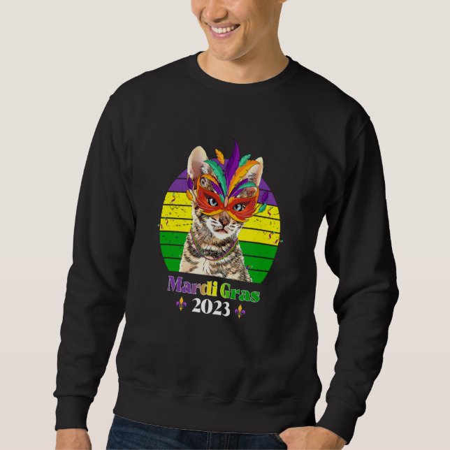 Party Cat Mask Beads Mardi Gras 2023  7 Sweatshirt (Vorderseite)
