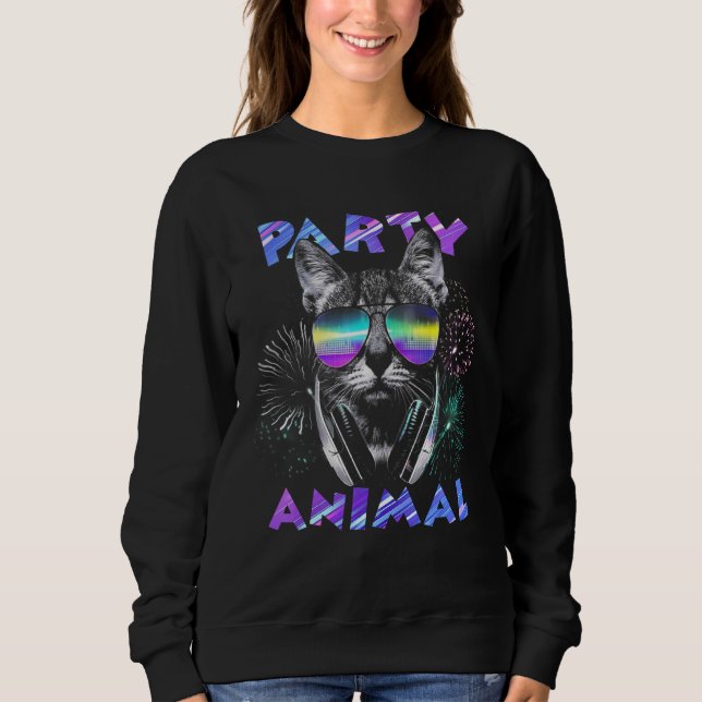 Party Cat Party Tierkatze Crazy Cat Disco Sweatshirt (Vorderseite)