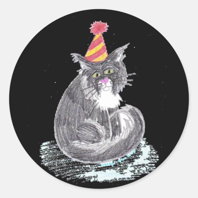 Party Cat Runder Aufkleber (Vorderseite)