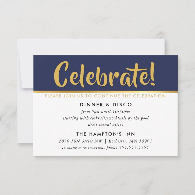 PARTY CELEBRATION CARD Dunkelmarineblau Imitate Go Einladung (Vorderseite)