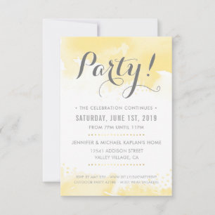 PARTY CELEBRATION CARD Moderne gelbe Wasserfarbe RSVP Karte