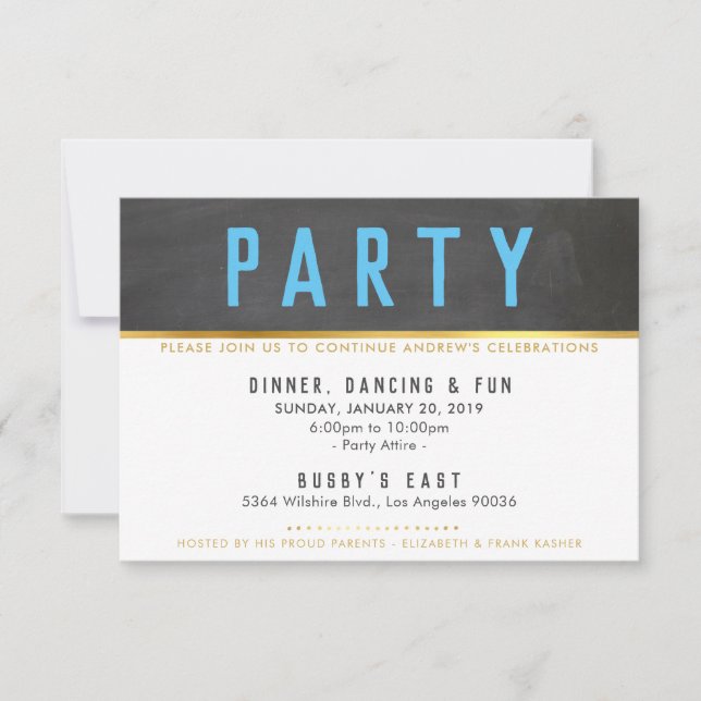 PARTY CELEBRATION Graue Goldmakrelen RSVP Karte (Vorderseite)