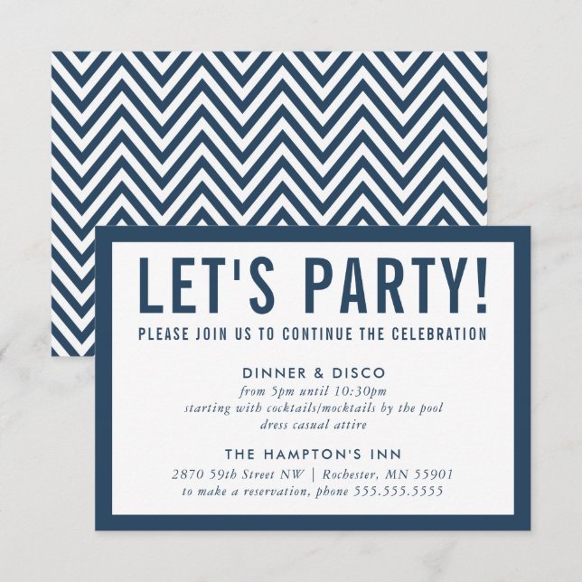 PARTY CELEBRATION INFO Moderne Blockflotte Einladung (Vorne/Hinten)