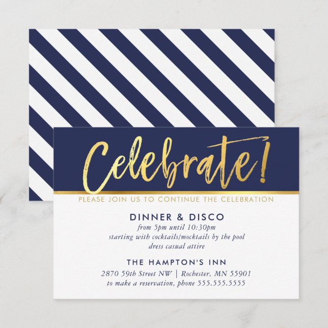 PARTY CELEBRATION KARTE Moderne Goldschrift der Ma (Vorne/Hinten)