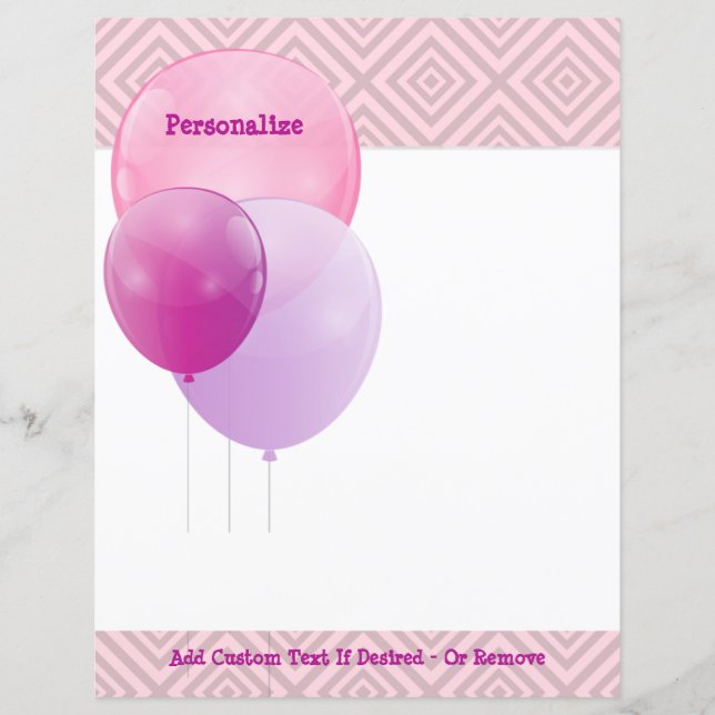 Party Celebration Pink Lila Balloons Persönlich (Vorderseite)