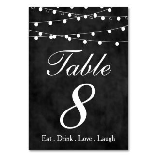 Party "Chalkboard Fairy Lights & Hearts" Tabelle 8 Tischnummer