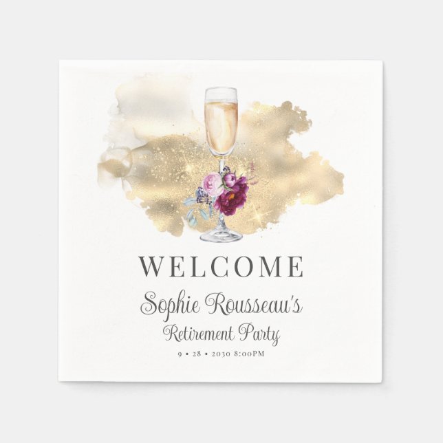 Party Champagne Glitzer Serviette (Vorderseite)