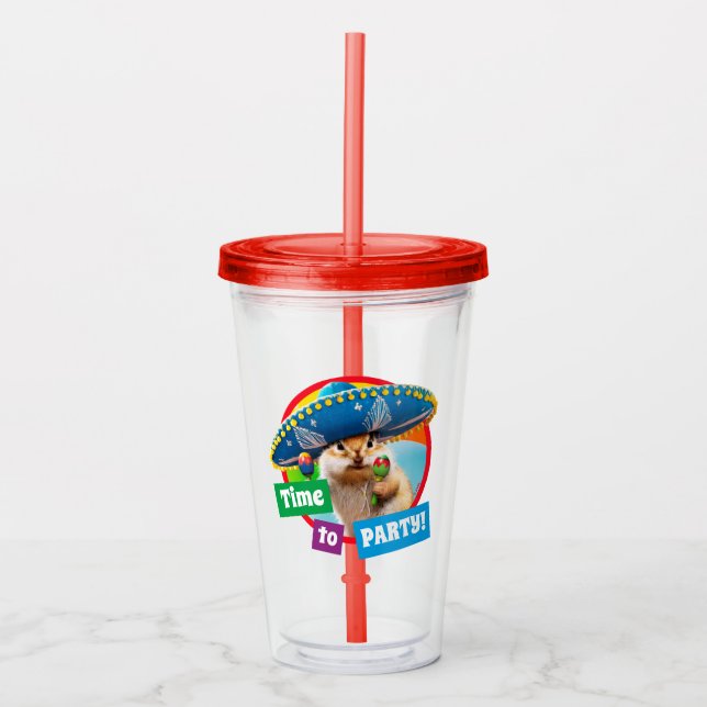 Party Chipmunk in Sombrero Acryltrinkbecher (Vorderseite)