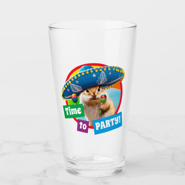 Party Chipmunk in Sombrero Glas (Vorderseite)