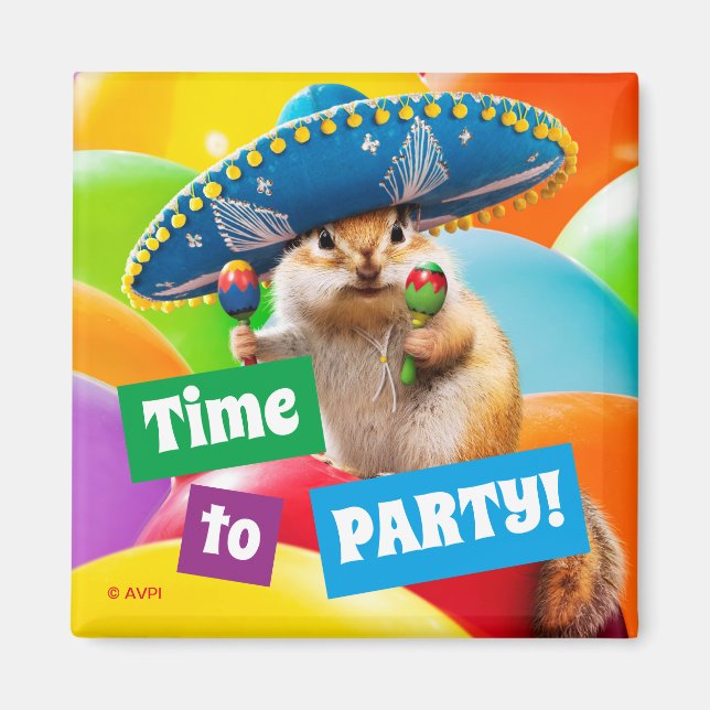 Party Chipmunk in Sombrero Magnet (Vorne)