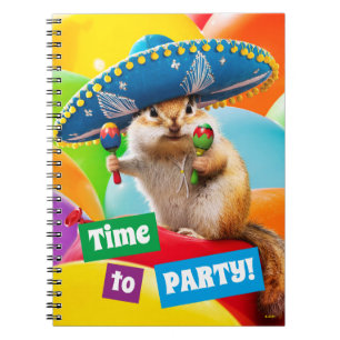 Party Chipmunk in Sombrero Notizblock
