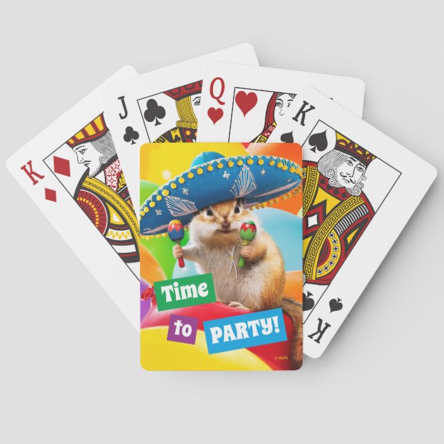 Party Chipmunk in Sombrero Spielkarten (Rückseite)