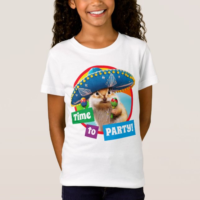Party Chipmunk in Sombrero T-Shirt (Vorderseite)
