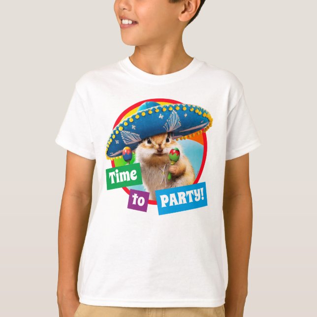 Party Chipmunk in Sombrero T-Shirt (Vorderseite)