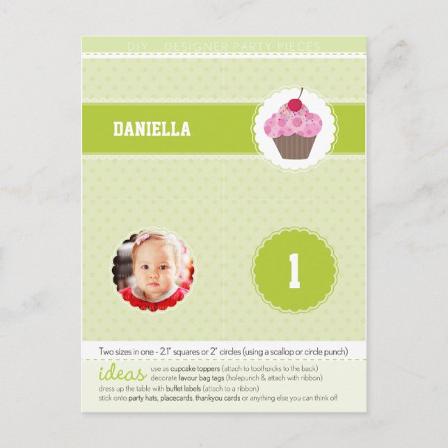 PARTY CIRCLES: cupcake 2 Einladungspostkarte (Vorderseite)