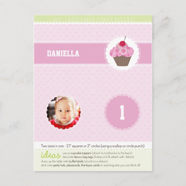 PARTY CIRCLES: Cupcake 3 Einladungspostkarte (Vorderseite)