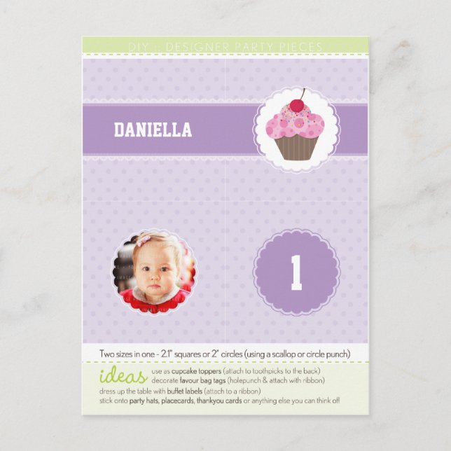 PARTY CIRCLES: Cupcake 5 Einladungspostkarte (Vorderseite)
