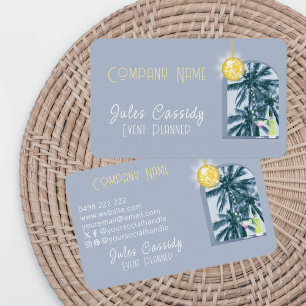 Party Cocktail Diskothek Ball Palm Blue Eventplane Visitenkarte