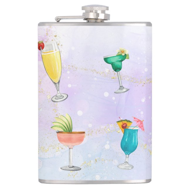 Party-Cocktail-Drinks mit hellen Regenbogenfarben Flachmann (Vorderseite)