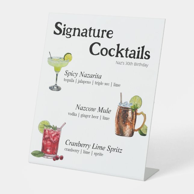 Party Cocktail Sign Sockelschild (Vorderseite)