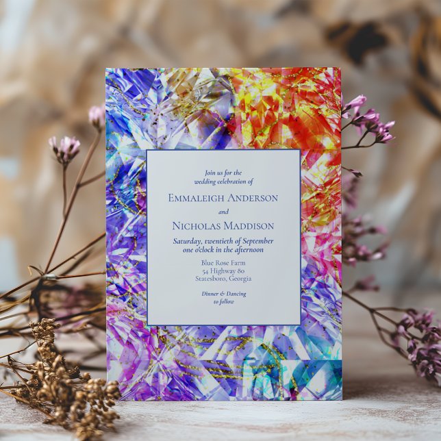Party Color Rainbow Kristallsteine Hochzeit Einladung (Von Creator hochgeladen)