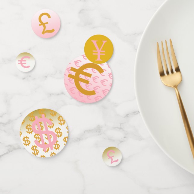 Party Confetti - Rosa- und Goldwährungssymbole Konfetti (Gruppe)