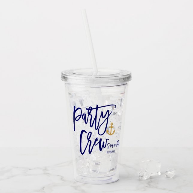 Party Crew | Nautic Bridesmaid Acryltrinkbecher (Vorderseite Ice)