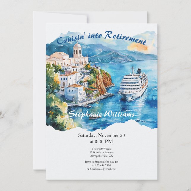 Party Cruising Destination Griechenland Einladung (Vorderseite)
