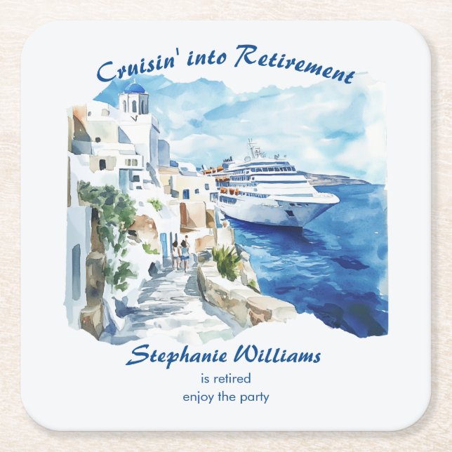 Party Cruising Destination Griechenland Rechteckiger Pappuntersetzer (Vorderseite)